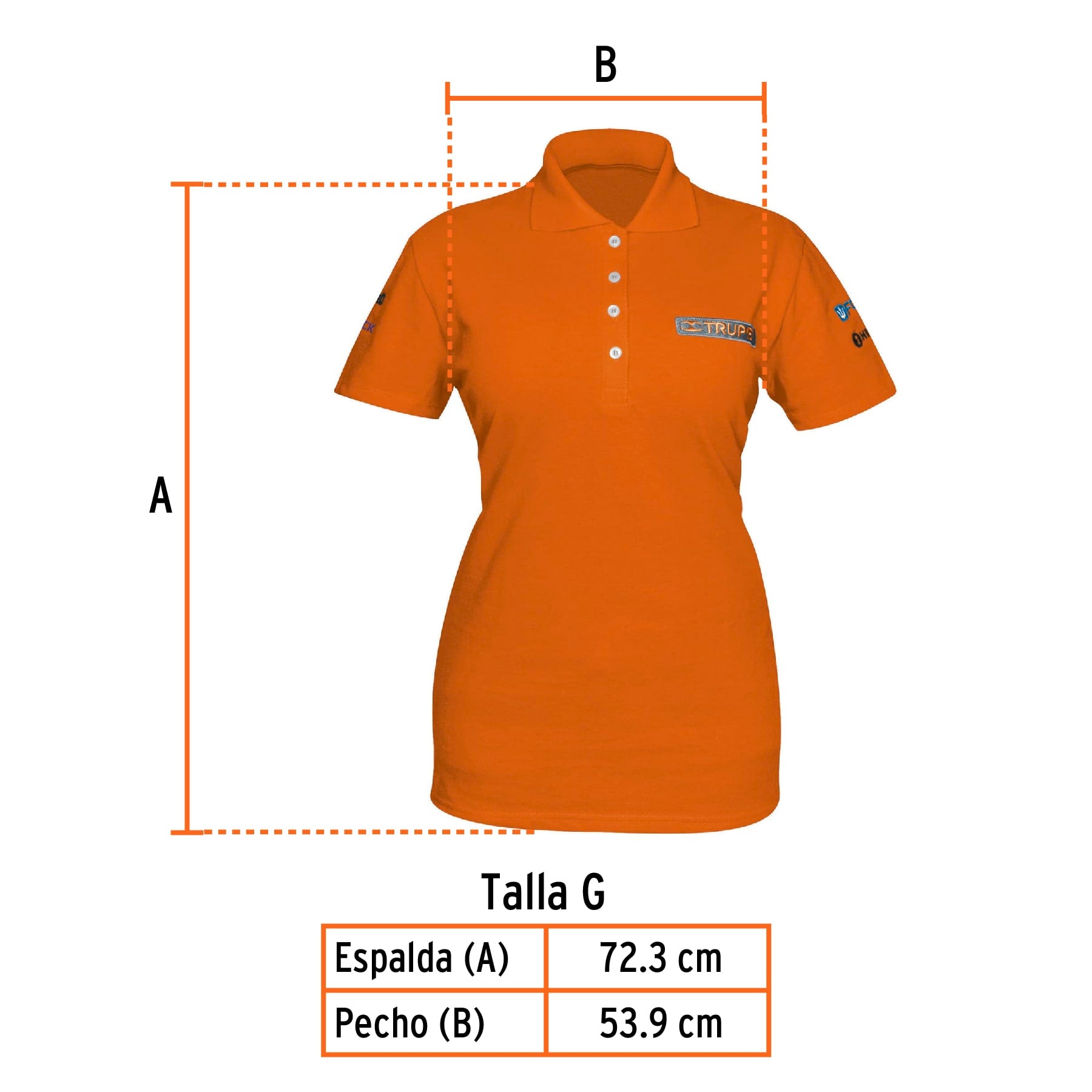 Playera polo para mujer, naranja, G, Truper, 60469