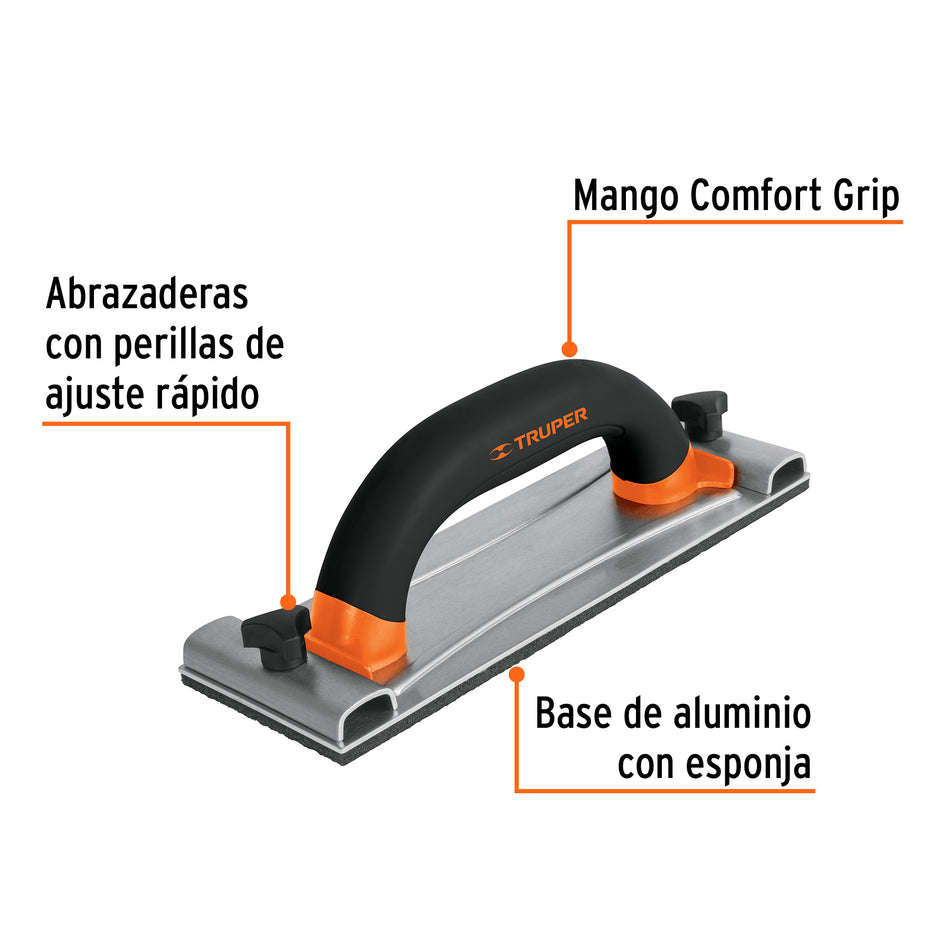 Lijadora manual base de aluminio 8 x 24 cm, Truper Caja con 4, 100436