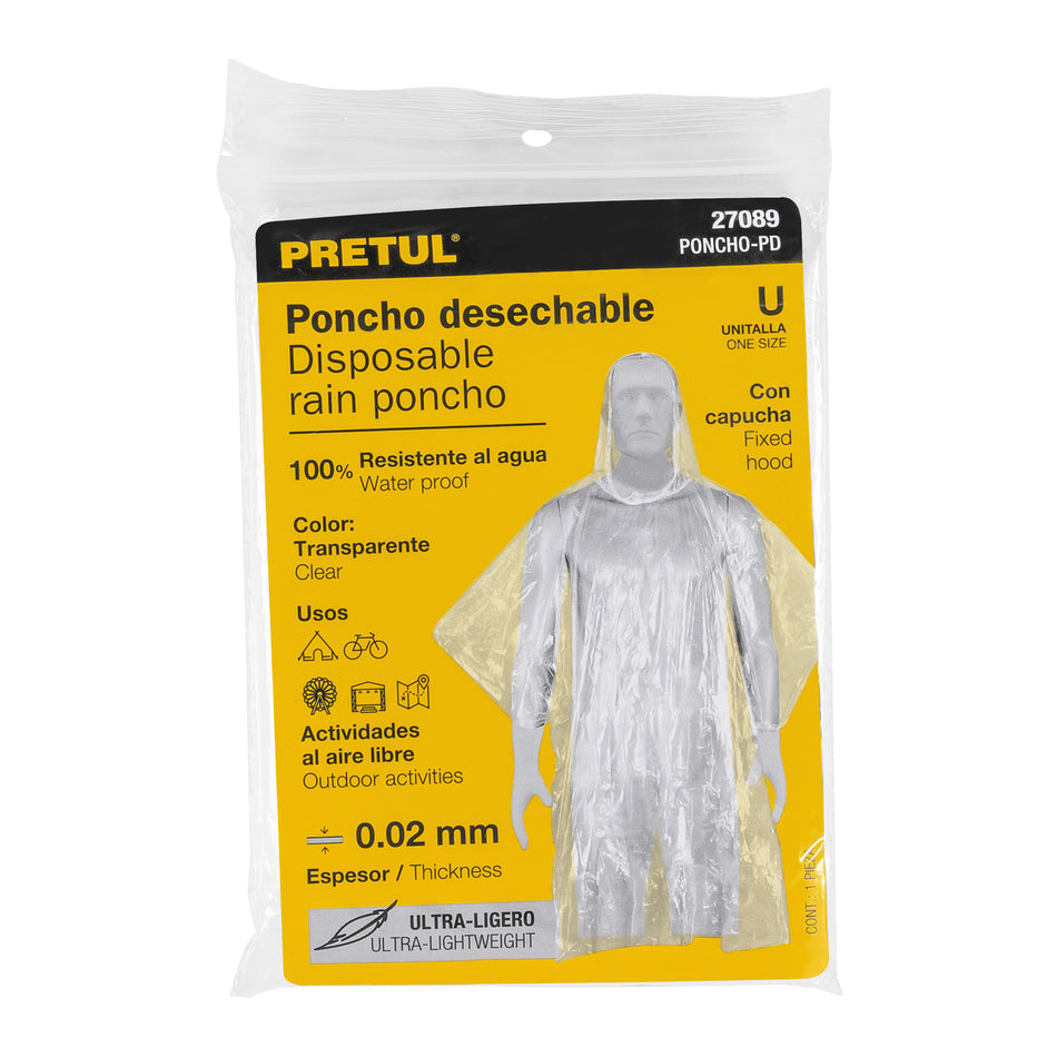 Poncho o capamanga desechable de polietileno, Pretul Caja con 10, 27089