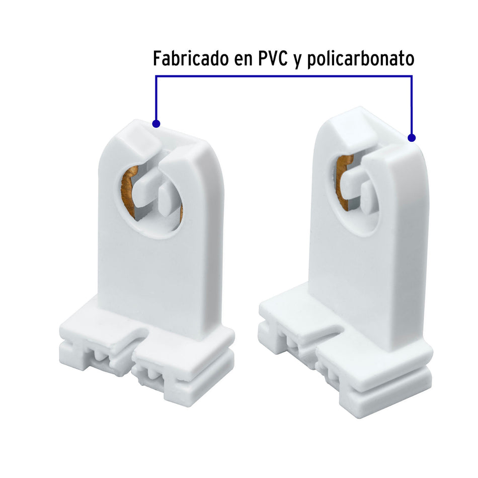 Bolsa 2 pz portalámparas p/tubo LED y fluorescente, base G13 Caja con 10, 46508