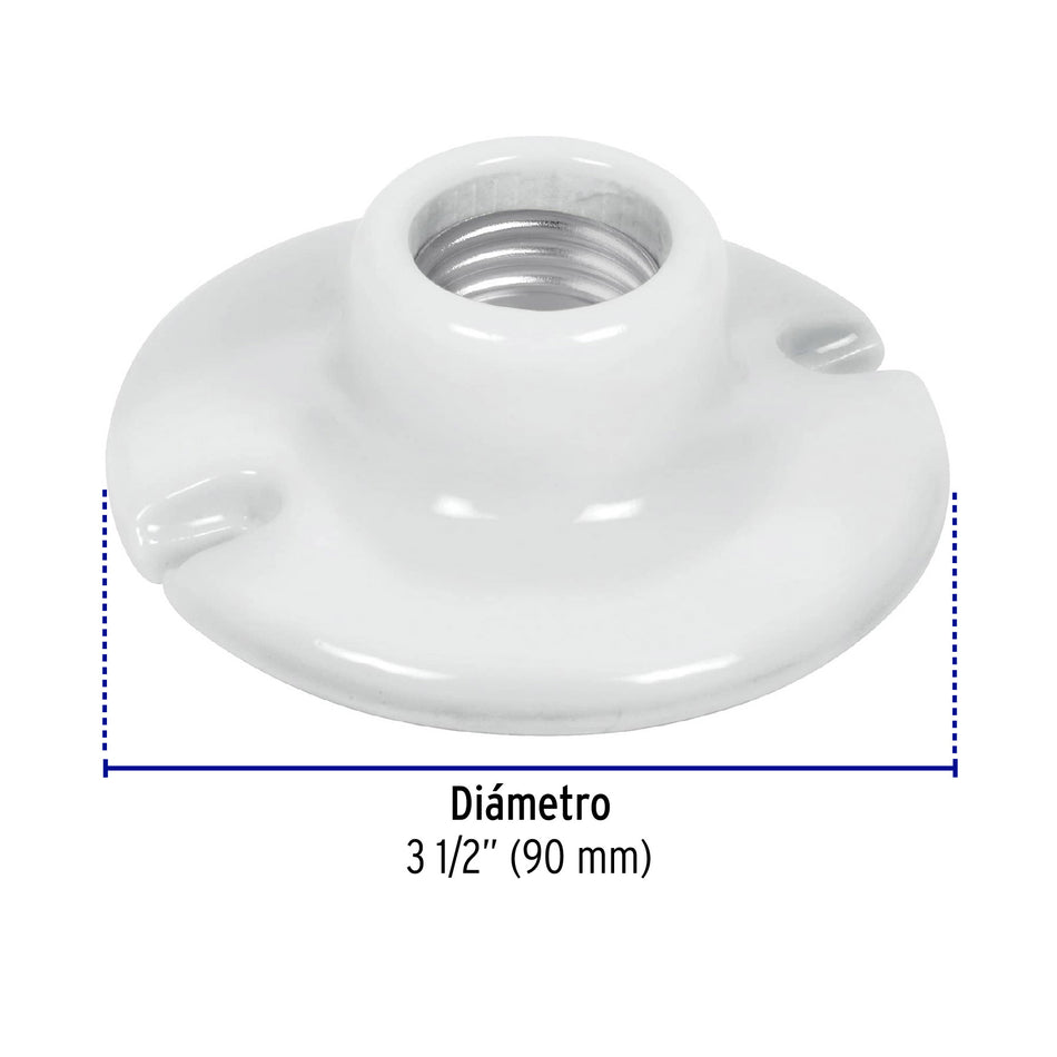 Portalámpara de porcelana, 3-1/2', redonda, Volteck Caja con 6, 46523
