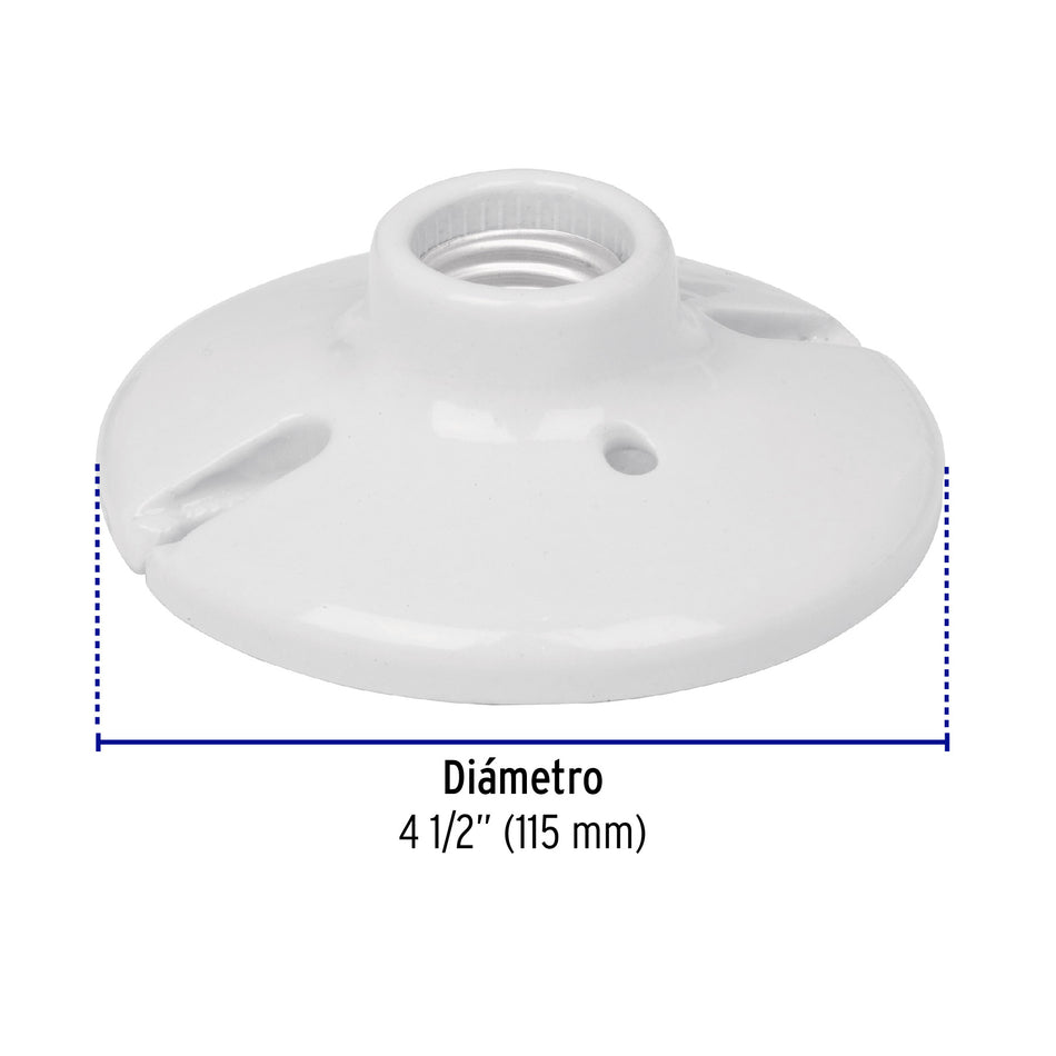 Portalámpara de porcelana, 4-1/2', redonda, Volteck Caja con 12, 46524