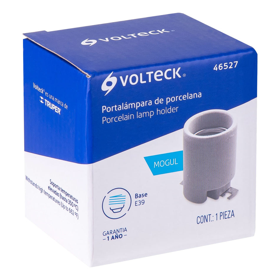 Portalámpara de porcelana, base tipo Mogul (E39), Volteck Caja con 6, 46527