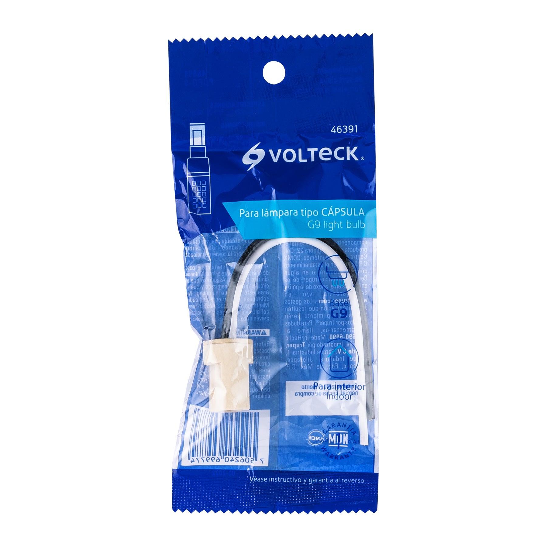 Portalámpara de porcelana para base G9, Volteck, 46391