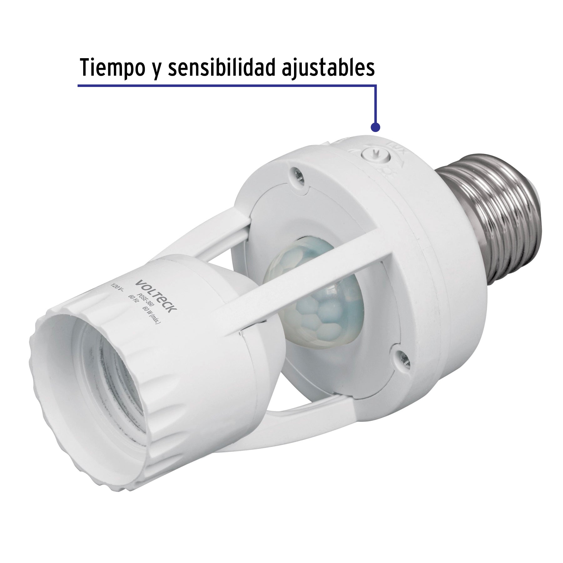 Portalámpara con sensor de movimiento 360°, Volteck, 46274