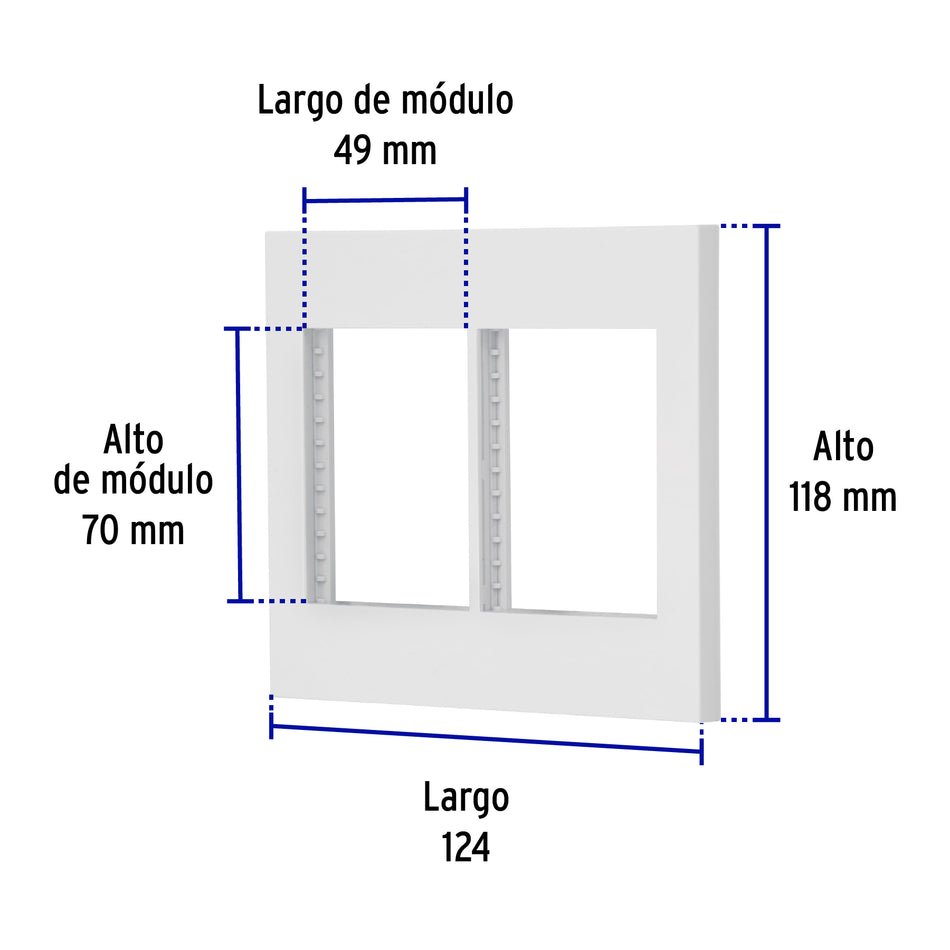 Placa 2 ventanas, 6 módulos, línea Española, color negro Caja con 6, 47999
