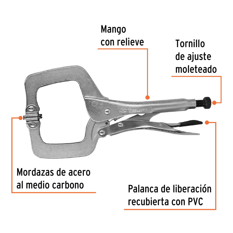 Pinza de presión 11' tipo 'C' con mordaza autoajustable Caja con 3, 17427