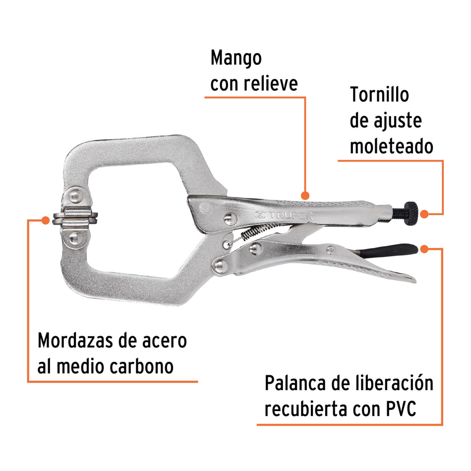 Pinza de presión 6' tipo 'C' con mordaza autoajustable Caja con 3, 17413