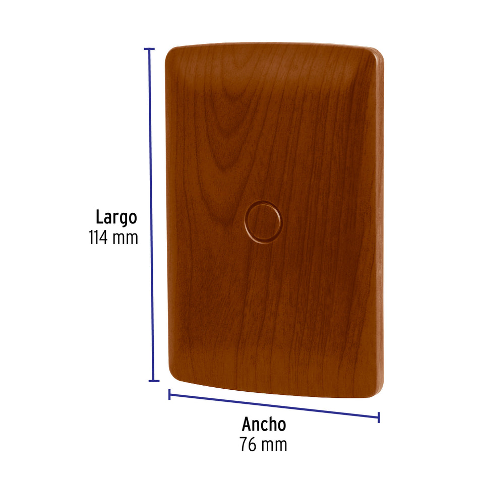 Placa ciega de ABS, línea Italiana, acabado madera, Volteck Caja con 12, 46395