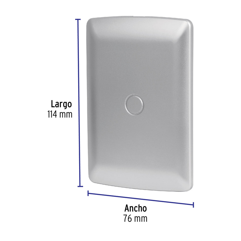 Placa de ABS ciega, línea italiana, color plata, Volteck Caja con 12, 46396