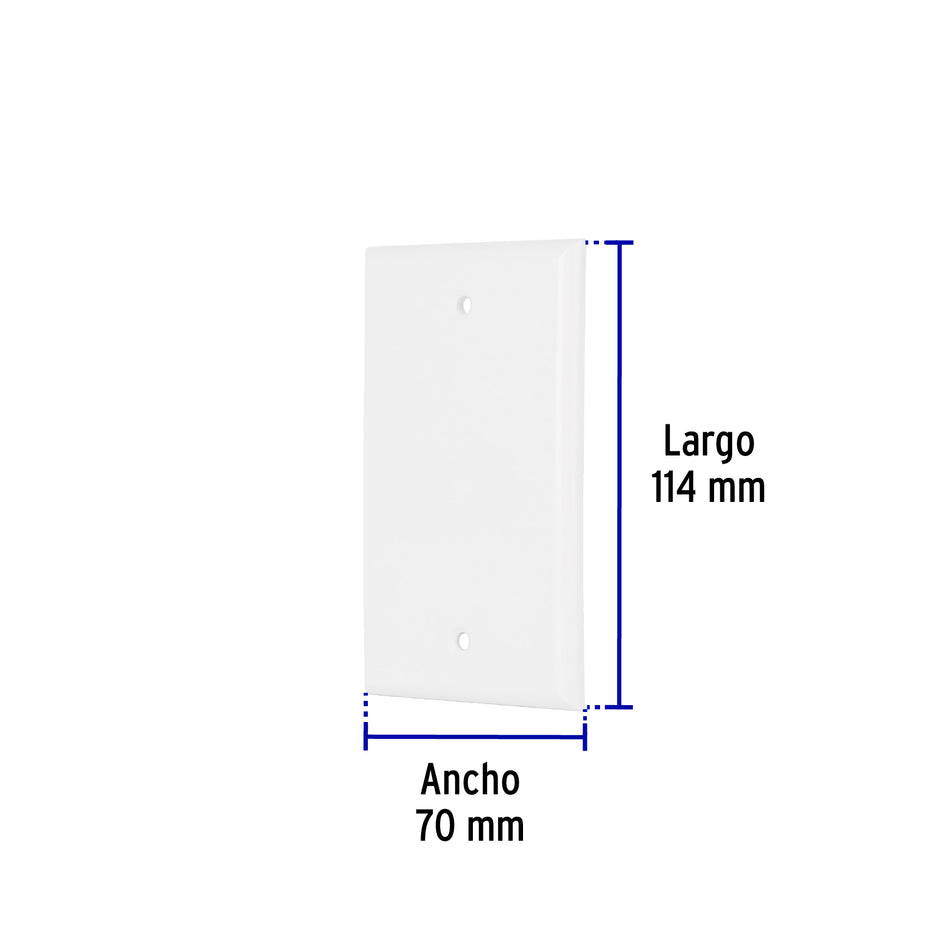 Placa de ABS ciega, Standard, blanco, Volteck Caja con 10, 47724