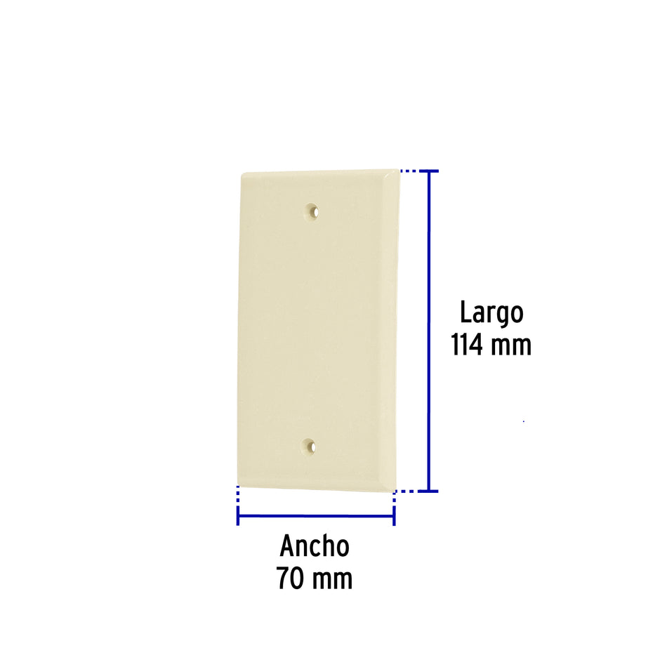 Placa de ABS ciega, Standard, marfil, Volteck Caja con 10, 46400