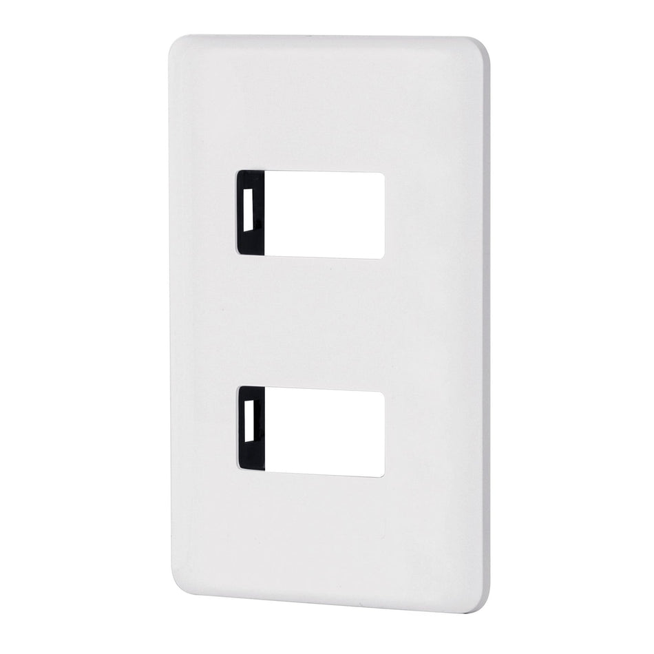 Placa 2 módulos de ABS, blanca, Volteck Basic Caja con 12, 27223