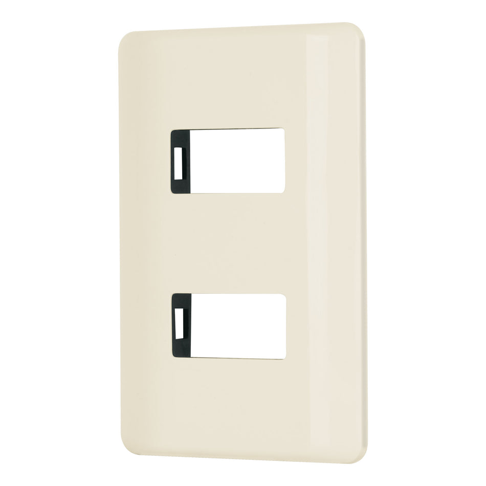 Placa 2 módulos, marfil, línea Volteck Basic Caja con 12, 27232