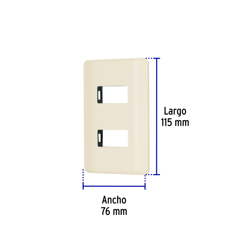 Placa 2 módulos, marfil, línea Volteck Basic Caja con 12, 27232