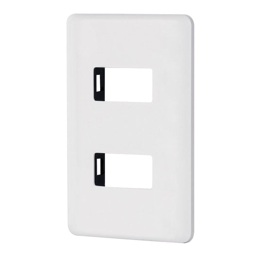 Placa 2 módulos de ABS, blanca, Volteck Basic Caja con 12, 27223