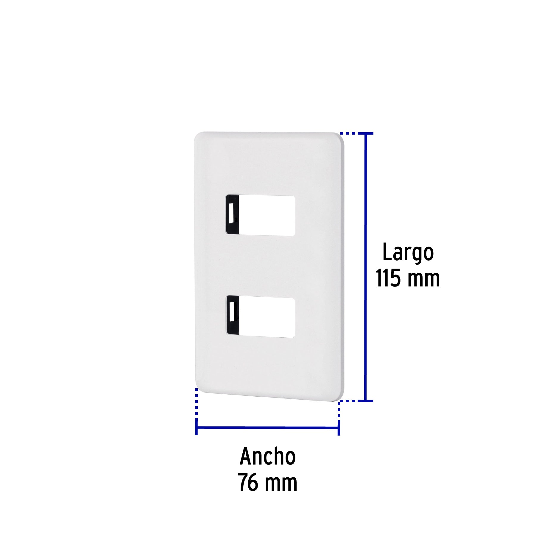 Placa 2 módulos de ABS, blanca, Volteck Basic, 27223