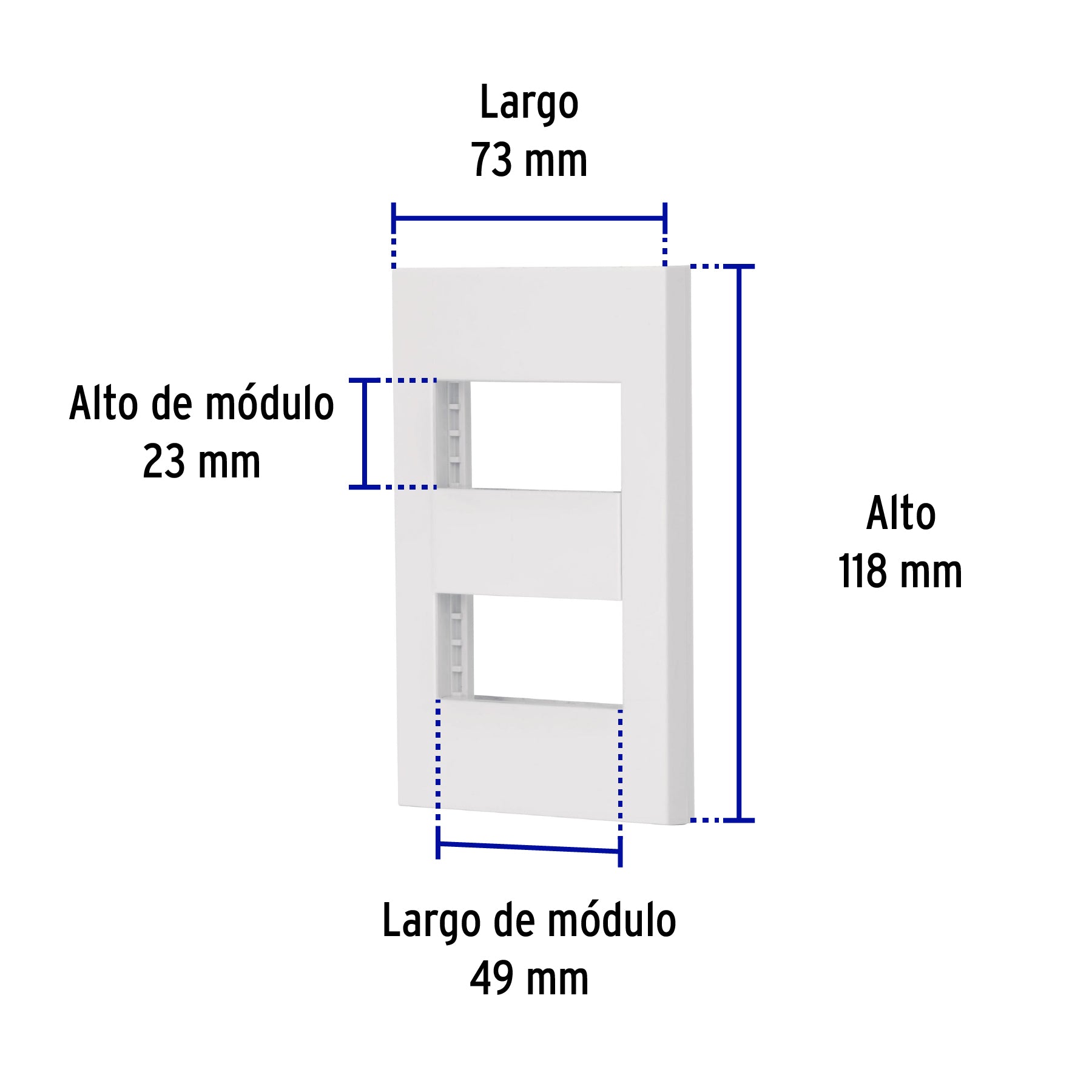 Placa 2 ventanas, 1 módulo, línea Española, color blanco, 47063