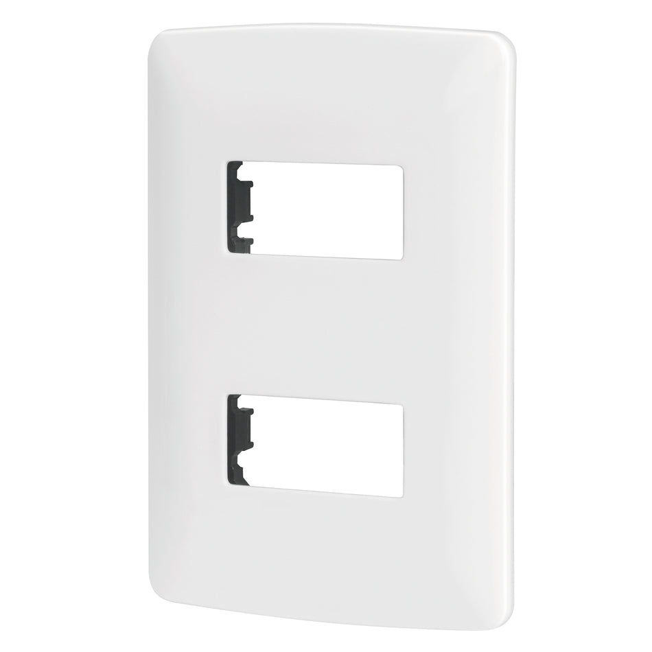 Placa 2 módulos de ABS, línea Italiana, color blanco Caja con 12, 48133