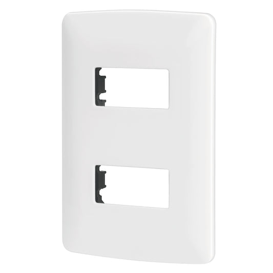 Placa 2 módulos de ABS, línea Italiana, color blanco Caja con 12, 48133