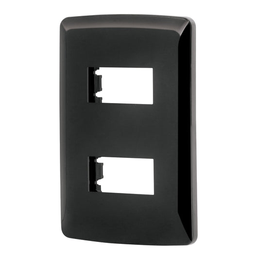Placa 2 modulos, Italiana, color negro, Volteck Caja con 12, 40137
