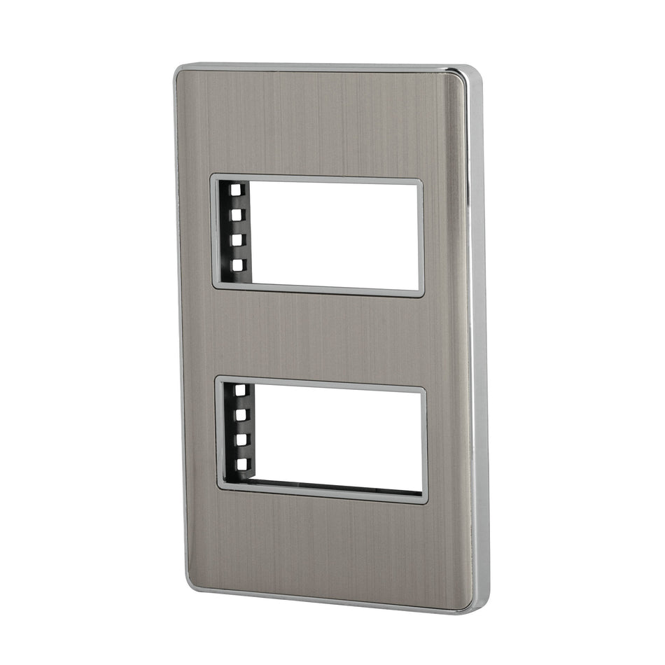 Placa de acero inox con 2 ventanas 1 módulo, línea Lisboa Caja con 12, 47817