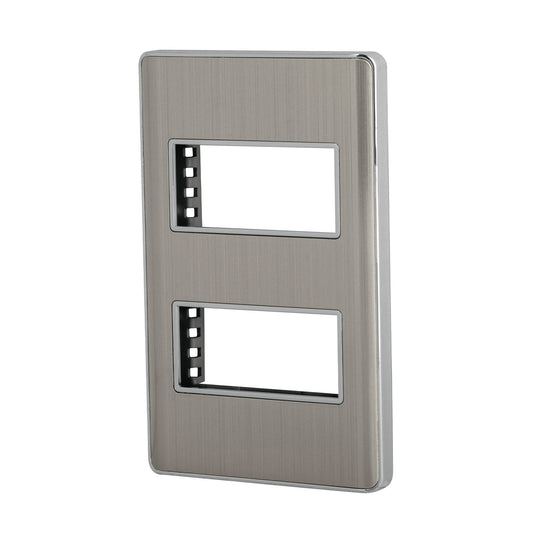 Placa de acero inox con 2 ventanas 1 módulo, línea Lisboa Caja con 12, 47817