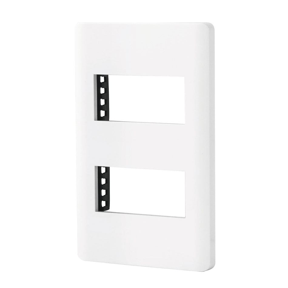 Placa blanca de 2 ventanas 1 módulo, línea Lisboa, Volteck Caja con 12, 47937