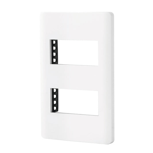 Placa blanca de 2 ventanas 1 módulo, línea Lisboa, Volteck Caja con 12, 47937