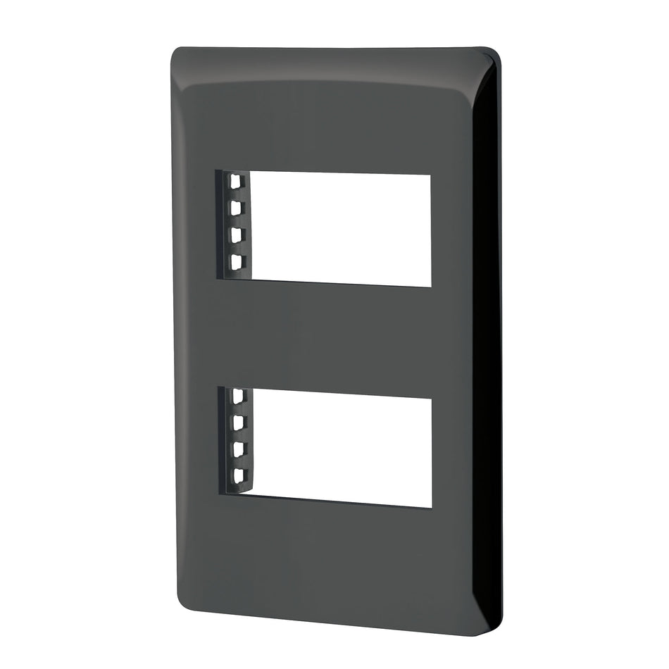 Placa negra de 2 ventanas 1 módulo, línea Lisboa, Volteck Caja con 12, 47870