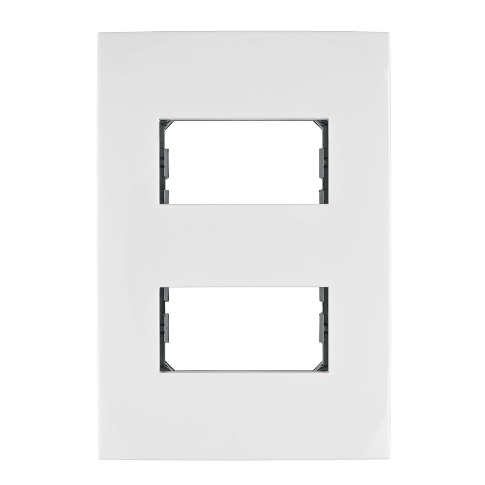 Placa 2 módulos de ABS, línea Oslo, color blanco, Volteck Caja con 12, 48304