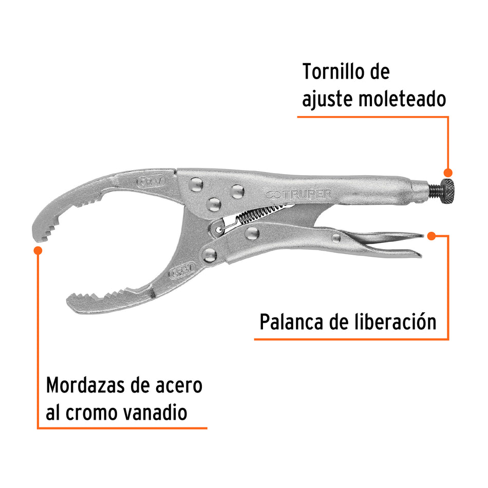 Pinza de presión 9' para filtros de aceite, Truper Caja con 3, 17446
