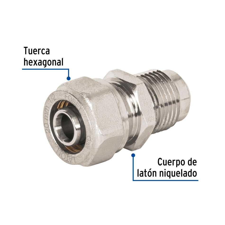 Conector para PEALPE, 1/2' a flare 3/8', Foset Caja con 4, 45942