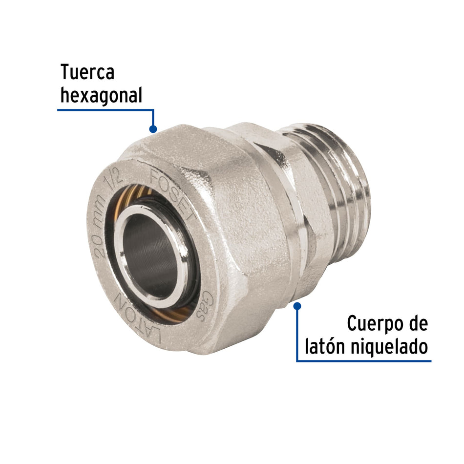 Conector para PEALPE, 1/2', con rosca macho, Foset Caja con 4, 45936