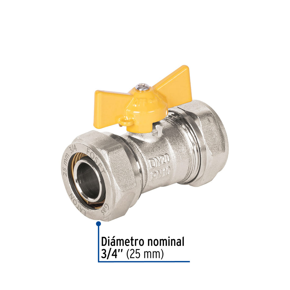 Válvula esfera para PE-AL-PE, 3/4', Foset Caja con 2, 45945