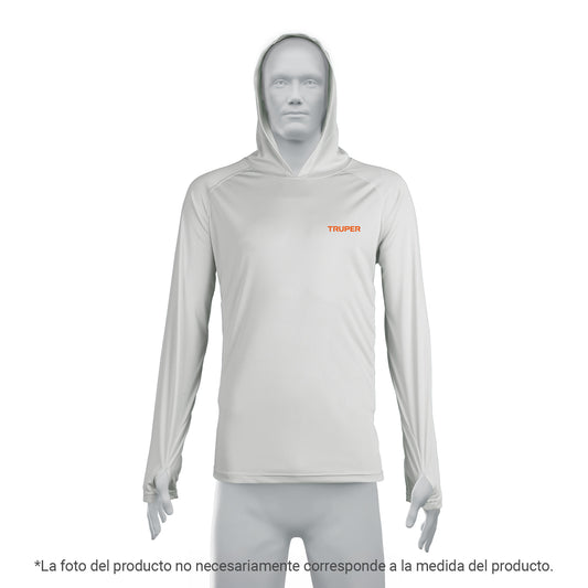 Playera protección solar,m. larga, c/gorro,hombre,G, TRUPER, 103978