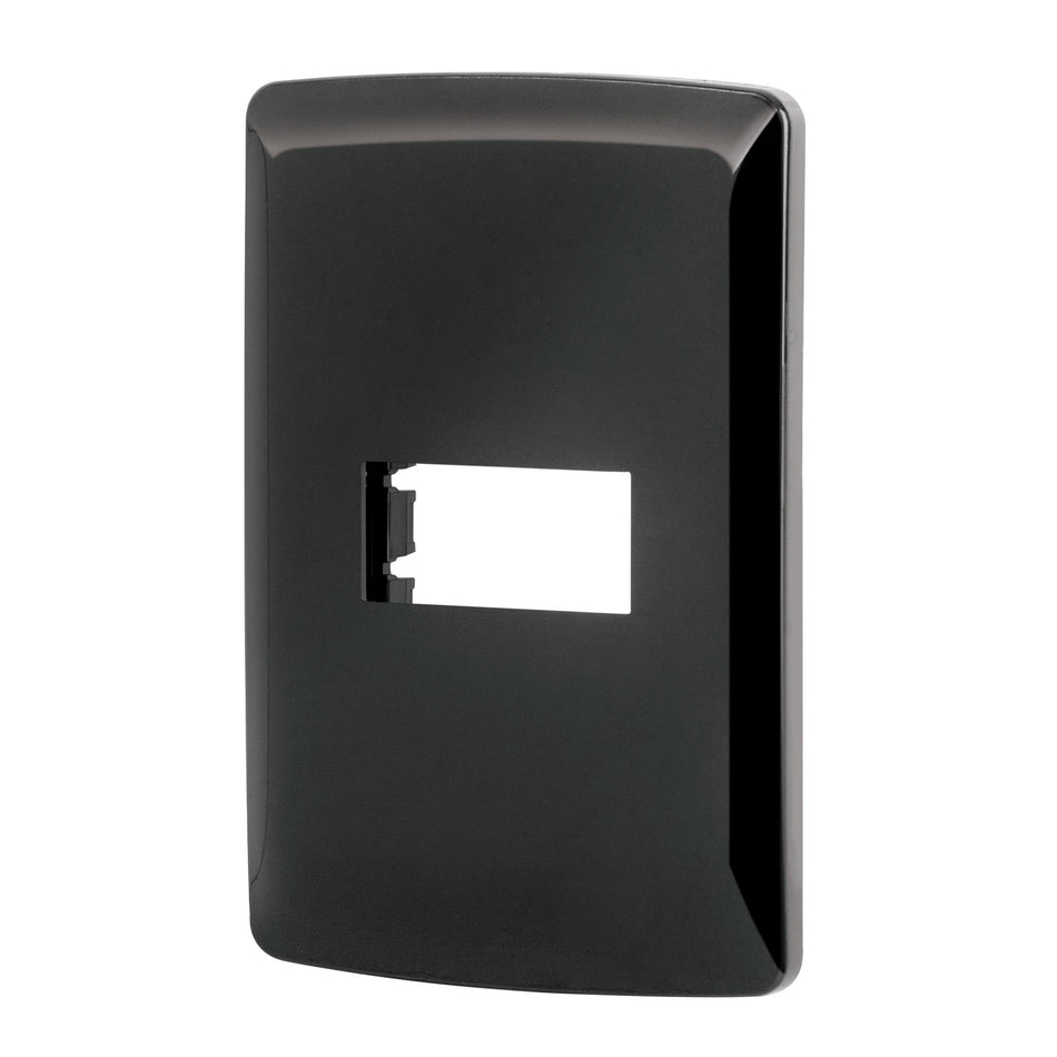 Placa 1 módulo, Italiana, color negro, Volteck Caja con 12, 40136