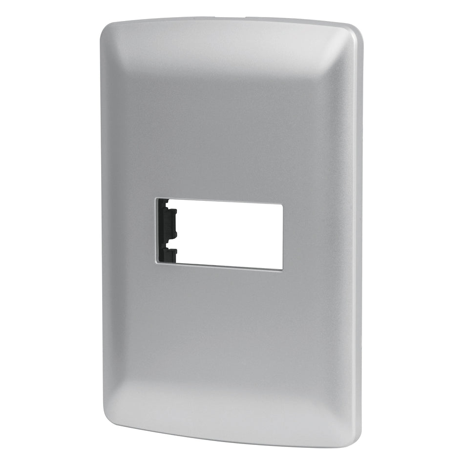 Placa 1 módulo de ABS, línea italiana, color plata, Volteck Caja con 12, 46397