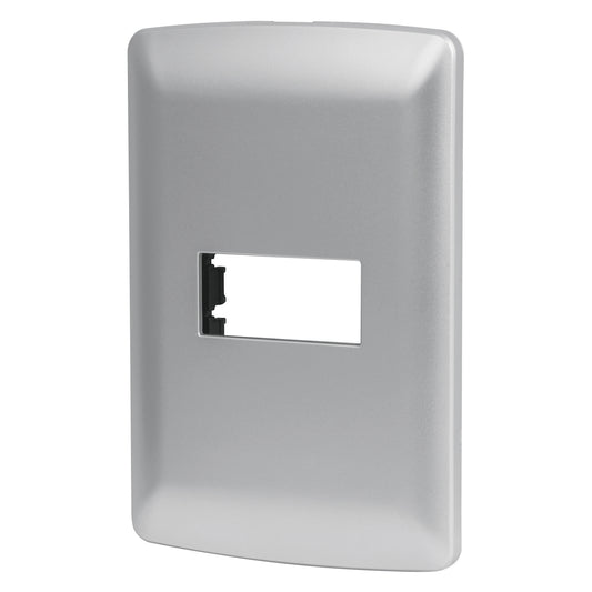 Placa 1 módulo de ABS, línea italiana, color plata, Volteck Caja con 12, 46397