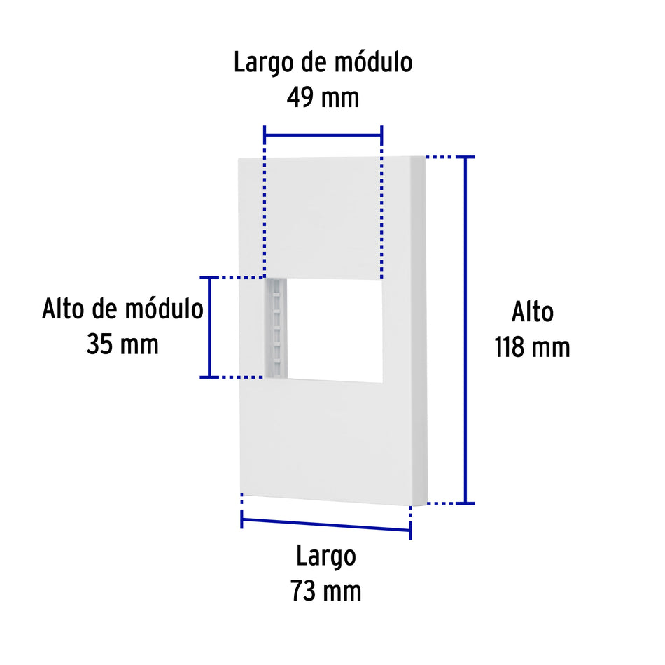 Placa 1 ventana, 1.5 módulos, línea Española, color blanco Caja con 12, 47044