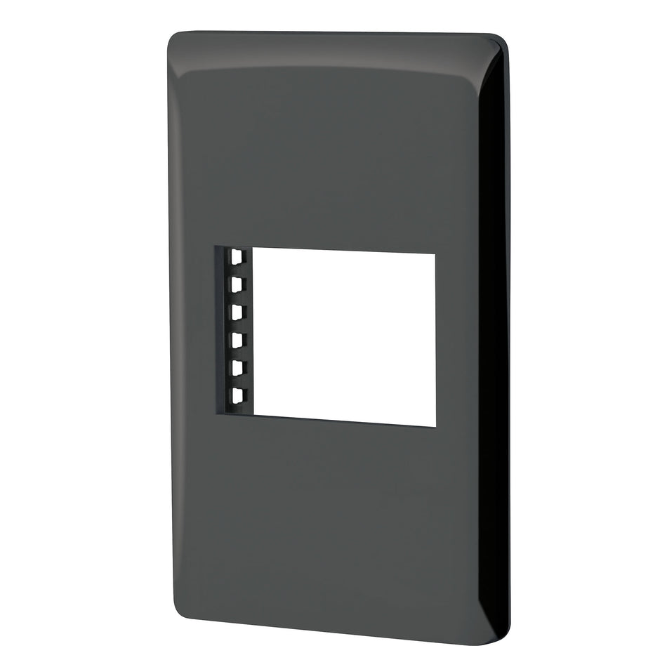Placa negra de 1 ventana 1.5 módulos, línea Lisboa, Volteck Caja con 12, 47871