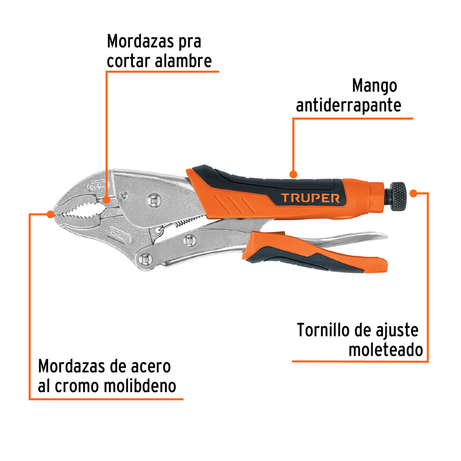 Pinza de presión 10' mordaza curva mango de vinil, Truper Caja con 3, 17436