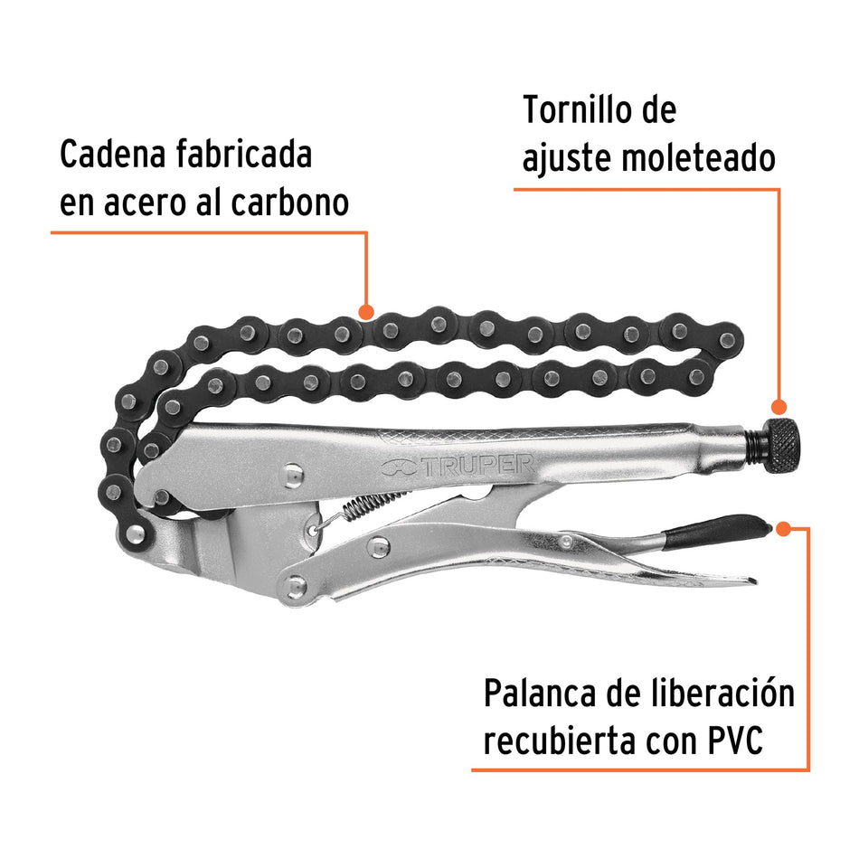 Pinza de presión 8' de cadena, Truper Caja con 3, 17438