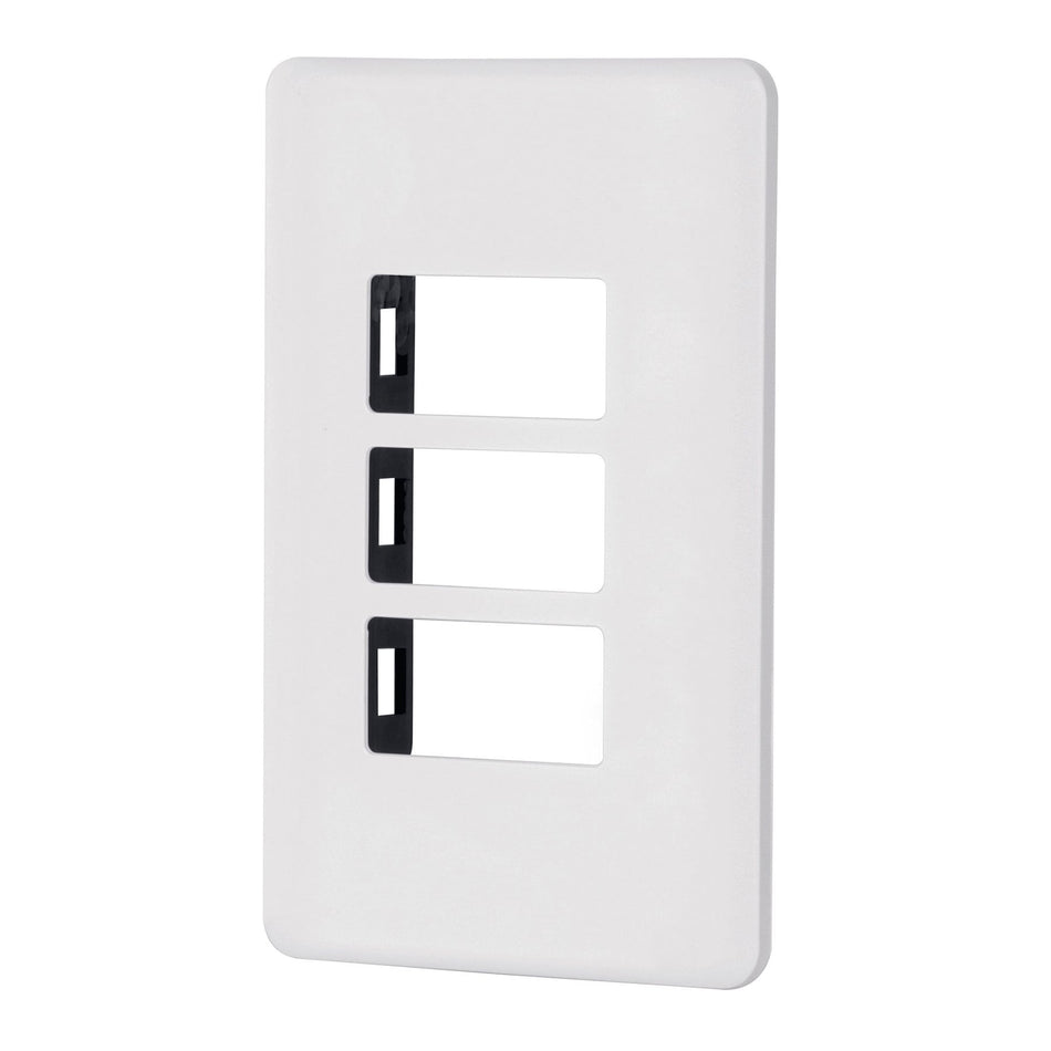 Placa 3 módulos de ABS, blanca, Volteck Basic Caja con 12, 27224