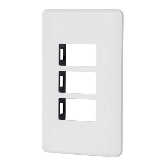 Placa 3 módulos de ABS, blanca, Volteck Basic Caja con 12, 27224