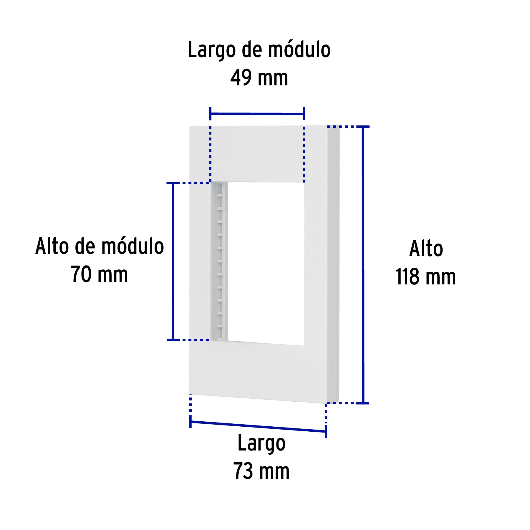 Placa 1 ventana, 3 módulos, línea Española, color blanco, 47043