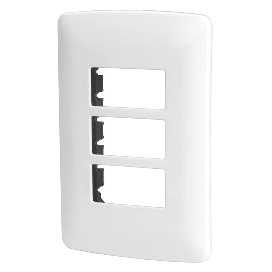 Placa 3 módulos de ABS, línea Italiana, color blanco Caja con 12, 48136