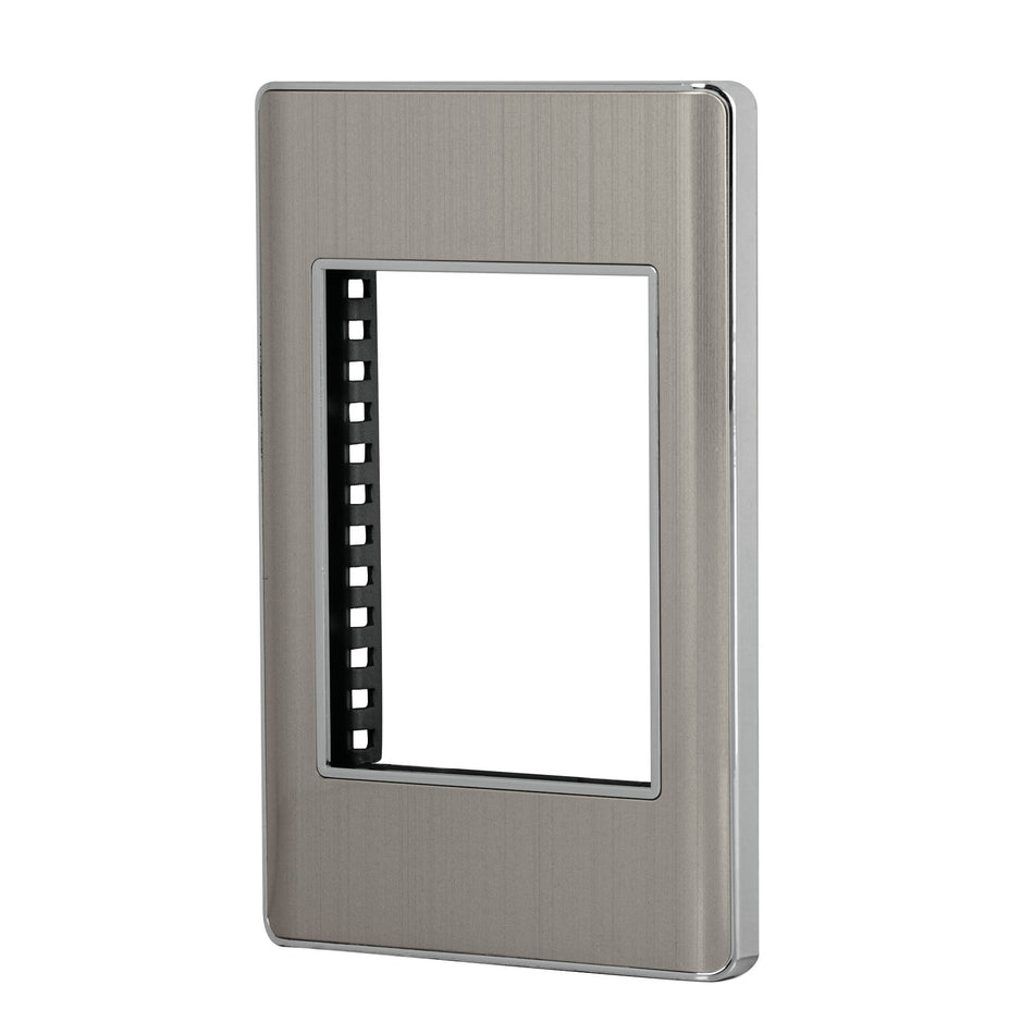 Placa de acero inox con 1 ventana 3 módulos, línea Lisboa Caja con 12, 47819