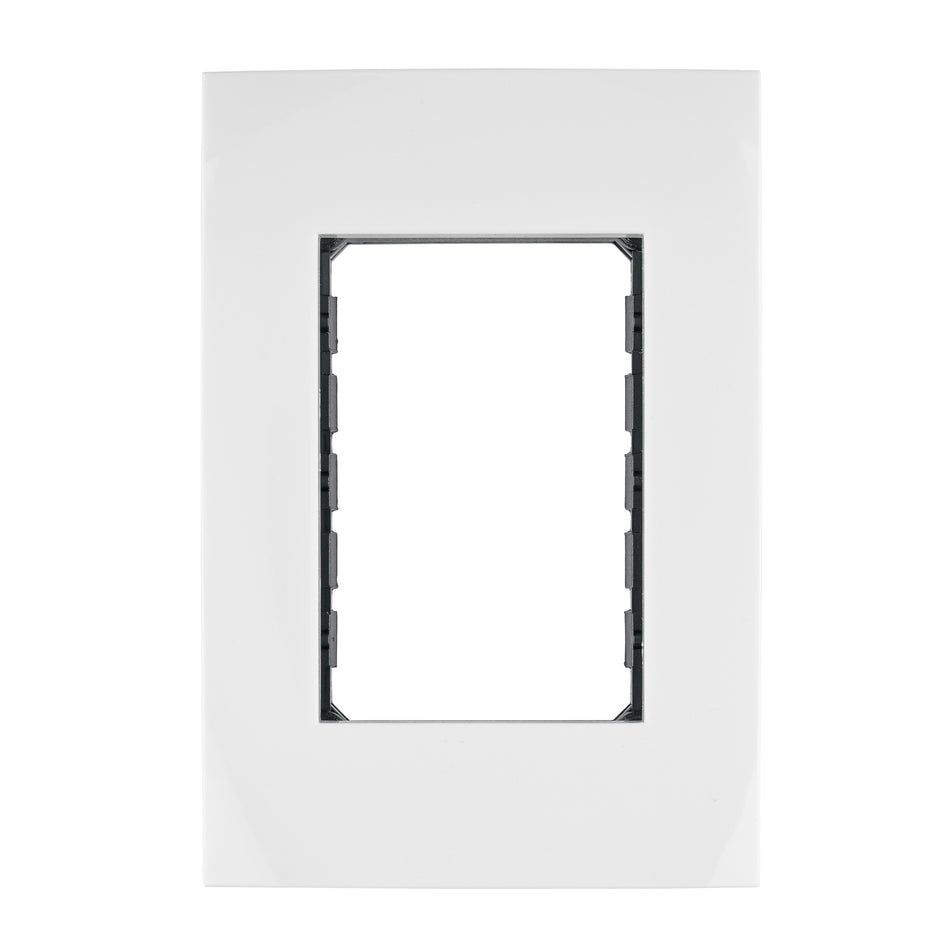 Placa 3 módulos de ABS, línea Oslo, color blanco, Volteck Caja con 12, 48305