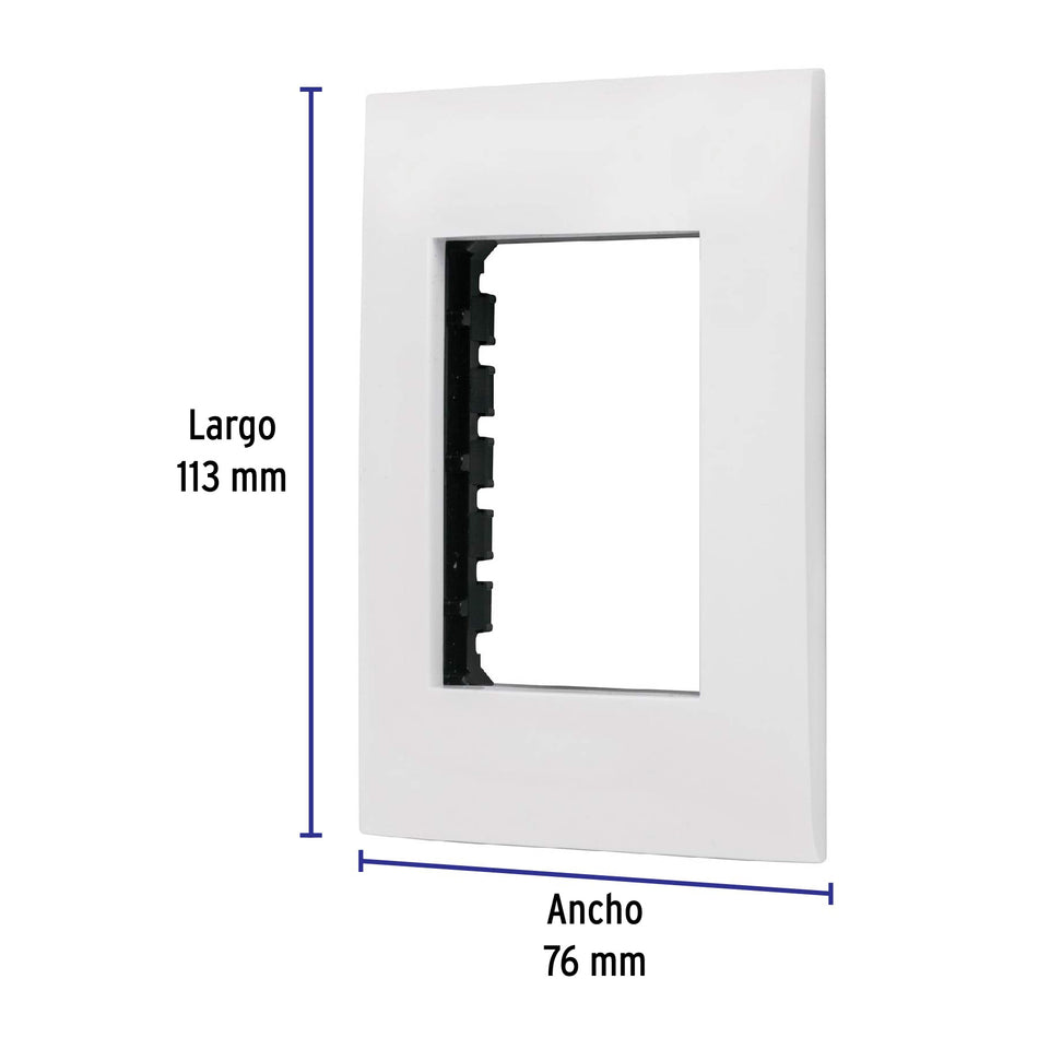Placa 3 módulos de ABS, línea Oslo, color blanco, Volteck Caja con 12, 48305